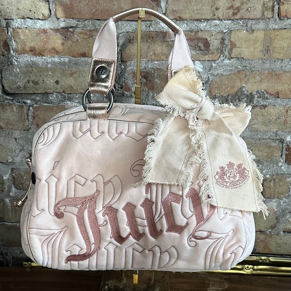 Vintage Y2K Juicy Couture Pink Velour Bowler Bag